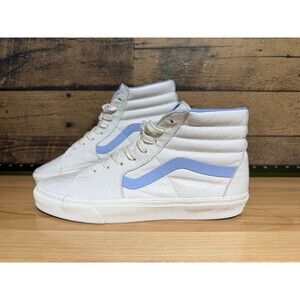🔥 EXCELLENT Vans Men's Sk8-Hi Vintage Leather White Blue shoes Size 11.5/W13